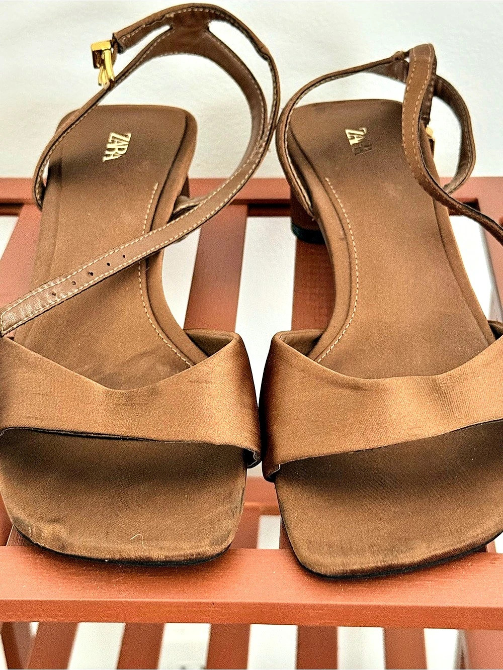 Zara Brown Block Heel Sandals
